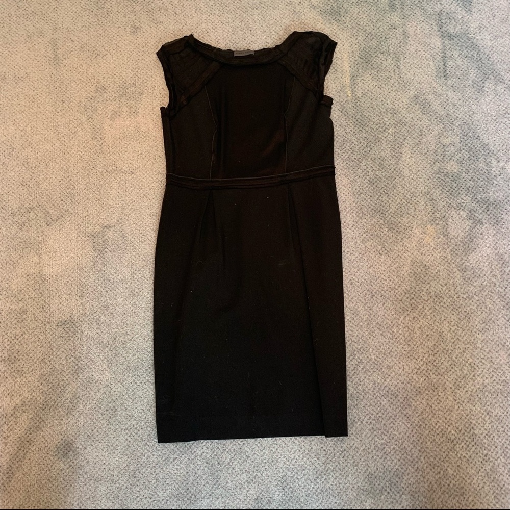 Alberta Ferretti Black Pencil Dress with Ruffled Shoulder Detail